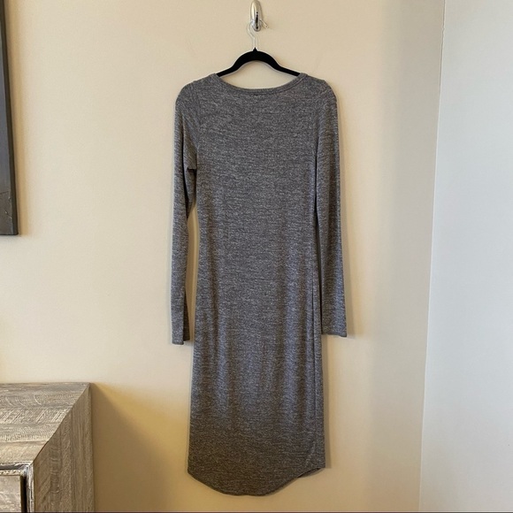 Aritzia-Ardant Heather Grey Bodycon Midi Long Sleeve Dress (Size:Medium) - Picture 3 of 12